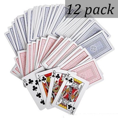 12-Decks Playing Cards - Blue And Red Printed Box Individual Packing For Party Favors, Christmas Gifts, Boys, Girls And Adults Texas, Blackjack And More - By Kidsco   